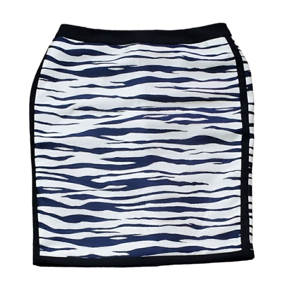 NWT Ann Taylor Black, Blue & Cream Zebra Print Skirt